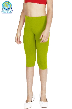  LEGGINS DANZA LYCRA TRE QUARTI VERDE MELA BAMBINA